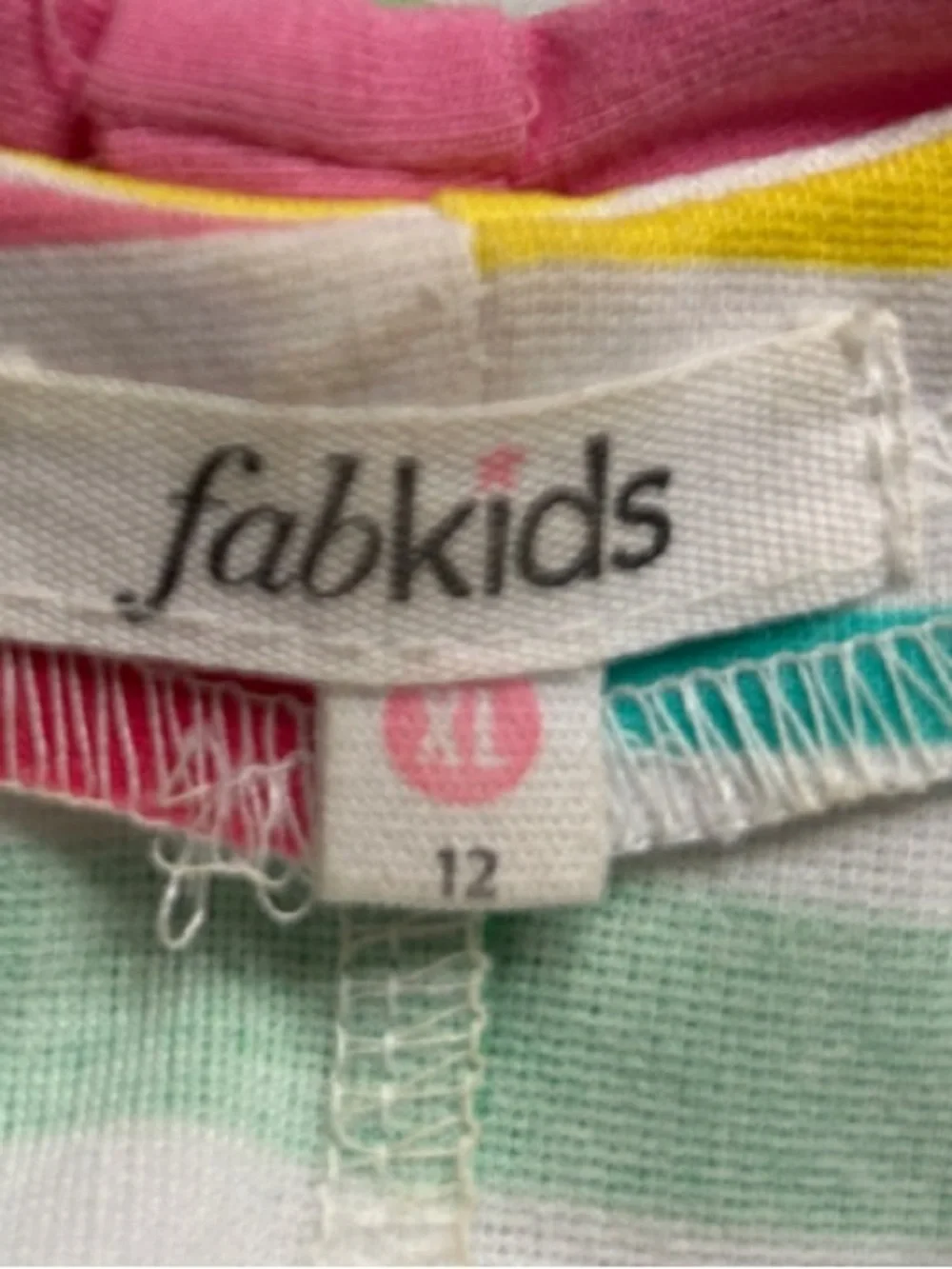 Fabkids Girls' Striped Sleeveless Summer Dress - Pink, Green & Yellow size 12